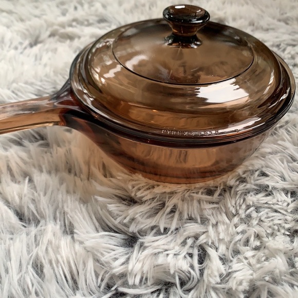 Pyrex Kitchen Vintage Pyrex Vision Amber Corning Glass Pot Poshmark